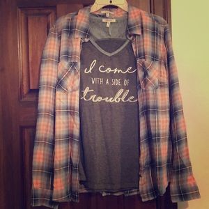 Sold as pair- t-shirt w/ plaid flannel